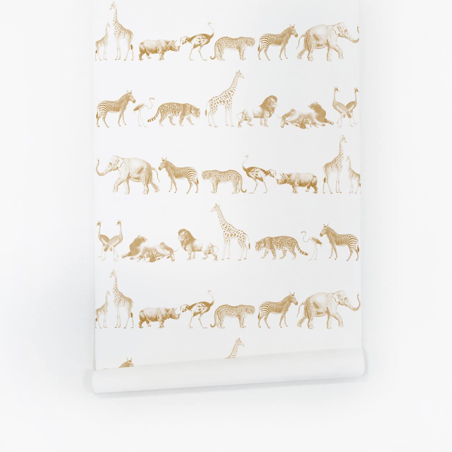 Vintage Safari Animal Wallpaper - Traditional / Sample