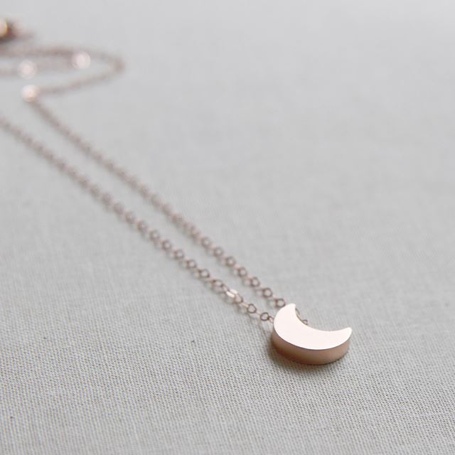 Moon Necklace in Rose Gold | Rose Gold Crescent Moon Necklace – Project ...