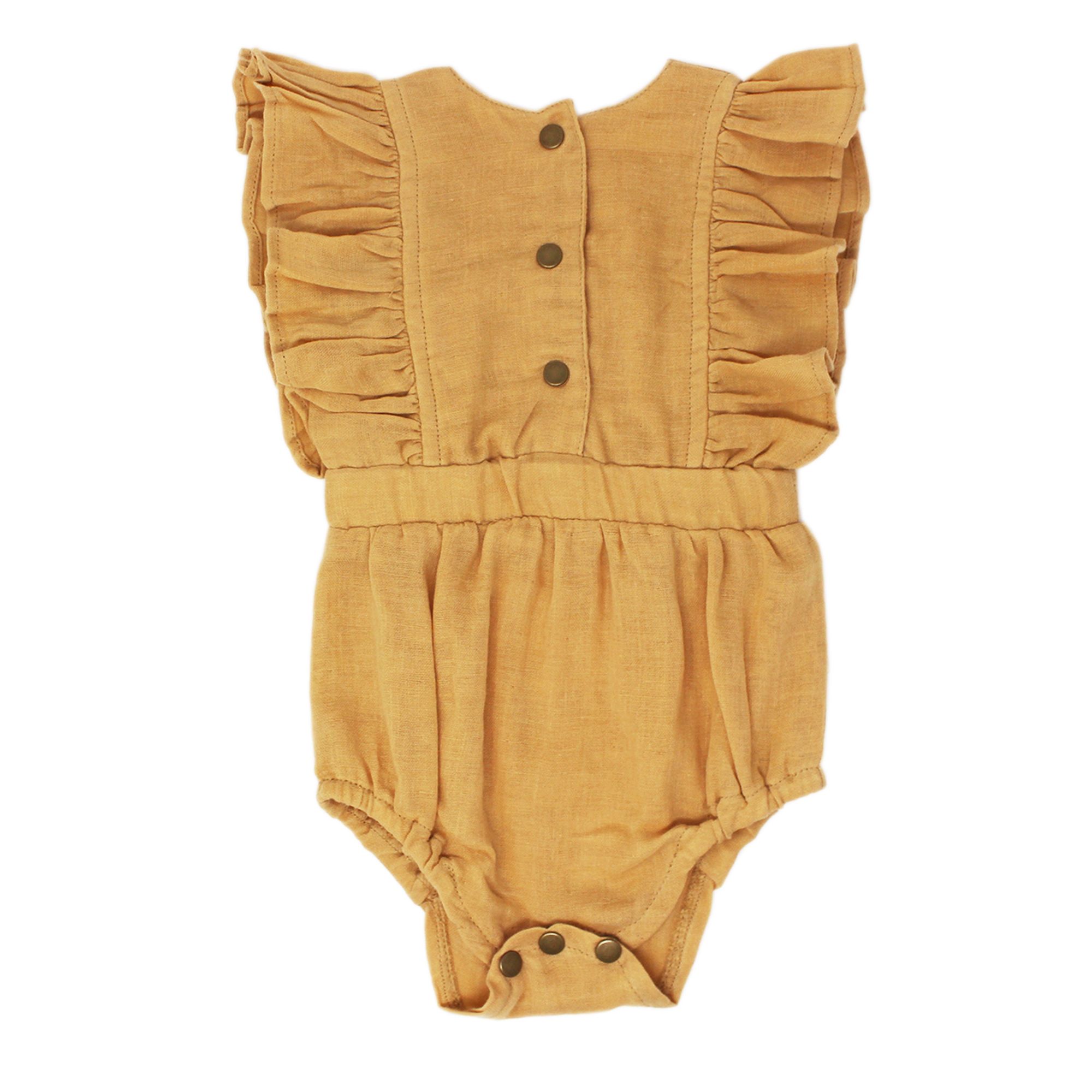 Organic Muslin Ruffle Bodysuit - Apricot - 12-18m