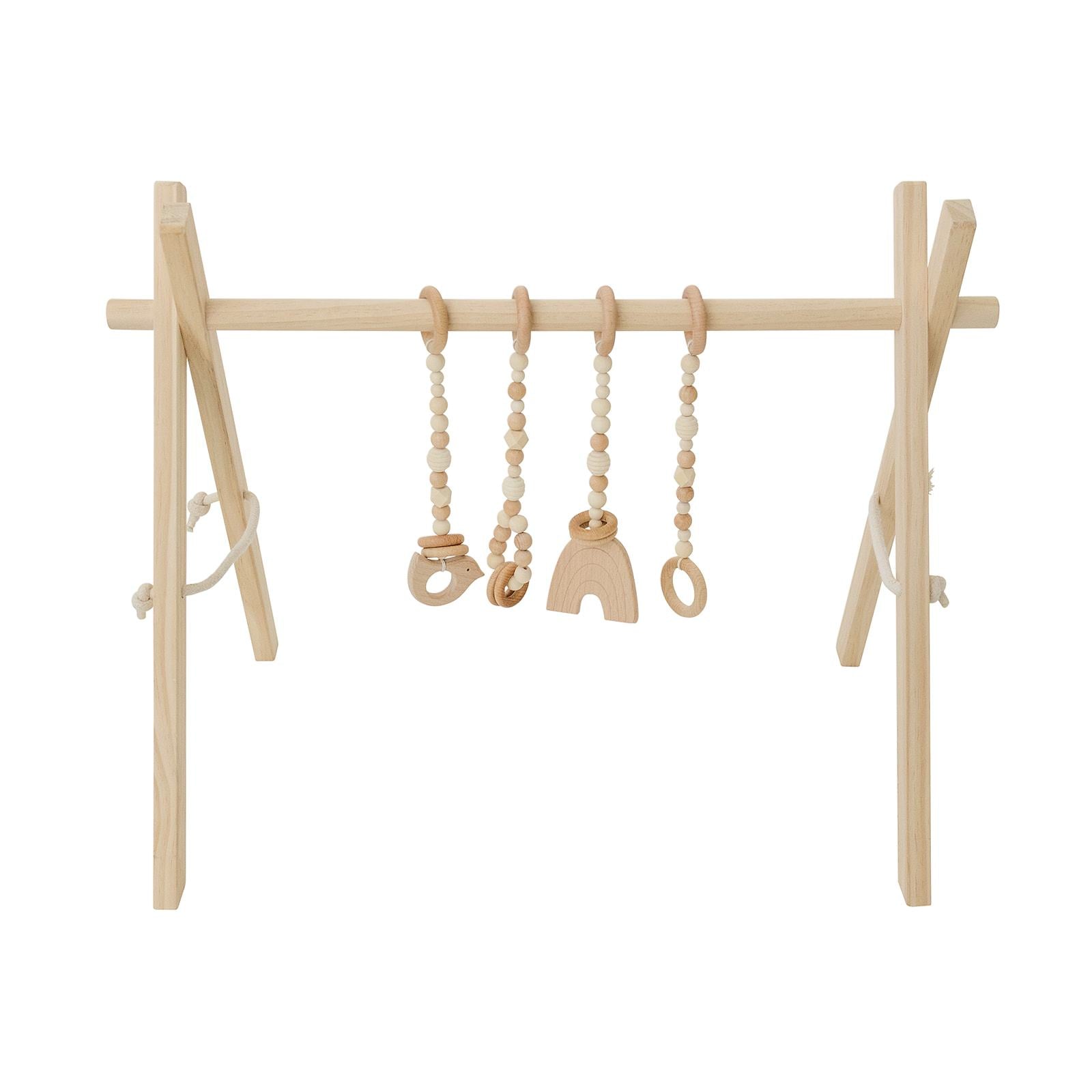 Image of Natural Wooden Play Gym with Wood Toys