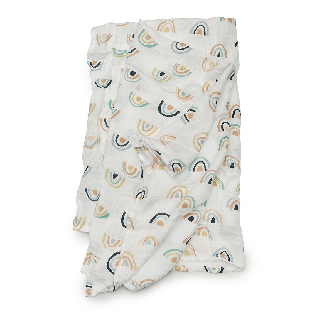 Neutral Rainbow Muslin Swaddle Blanket