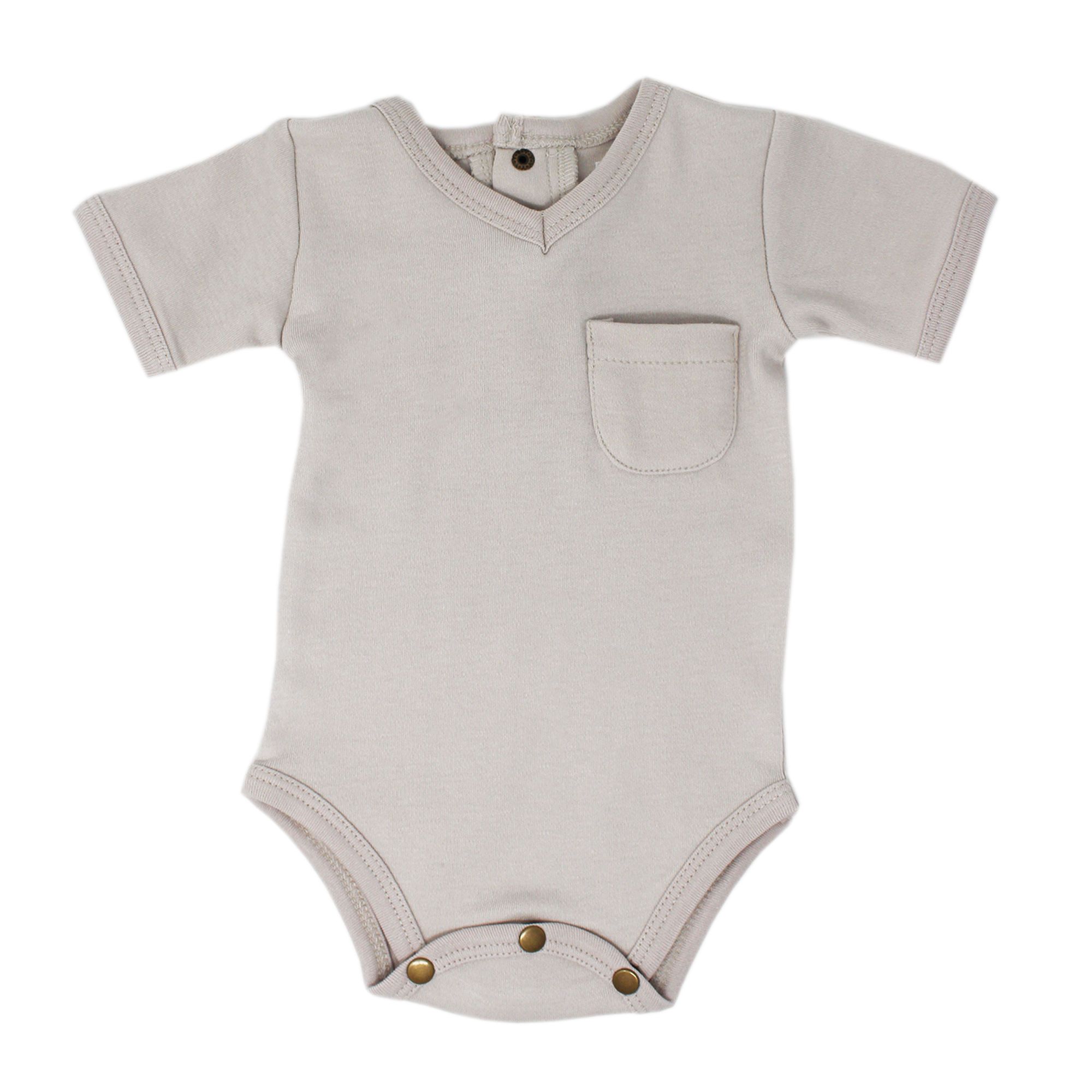 Organic Solid V-neck Bodysuit - Light Gray - 3-6m