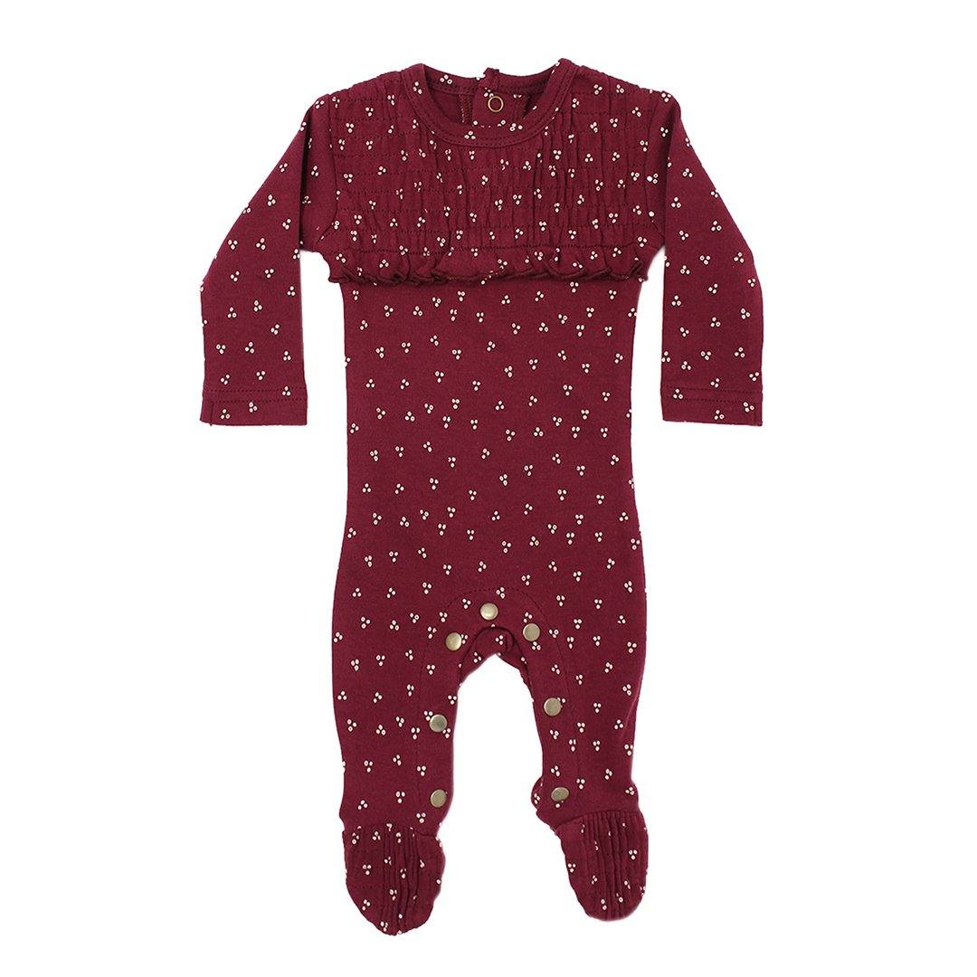 Organic Smocked Overall - Cranberry Dots - 3-6m