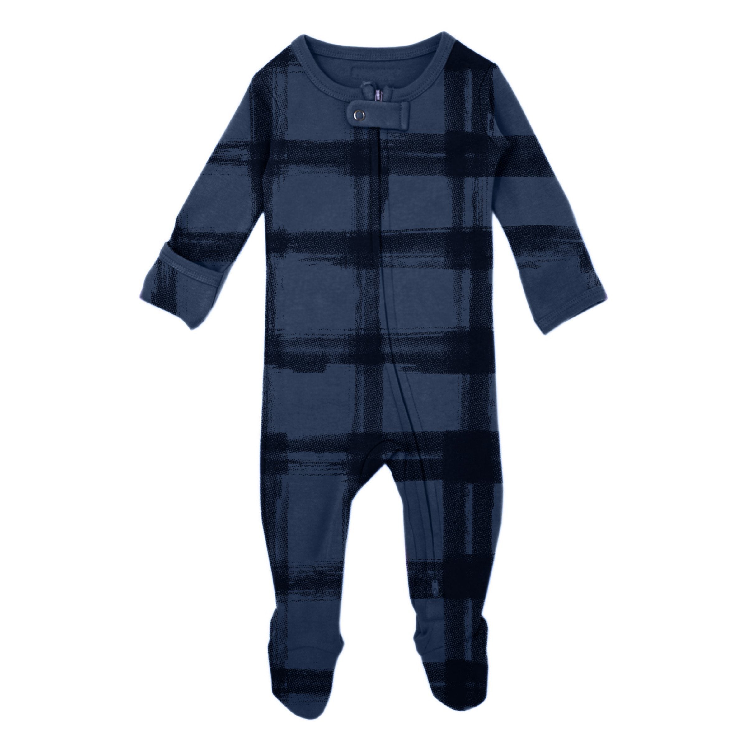 Abyss Plaid Organic Footed Overall - 3-6m