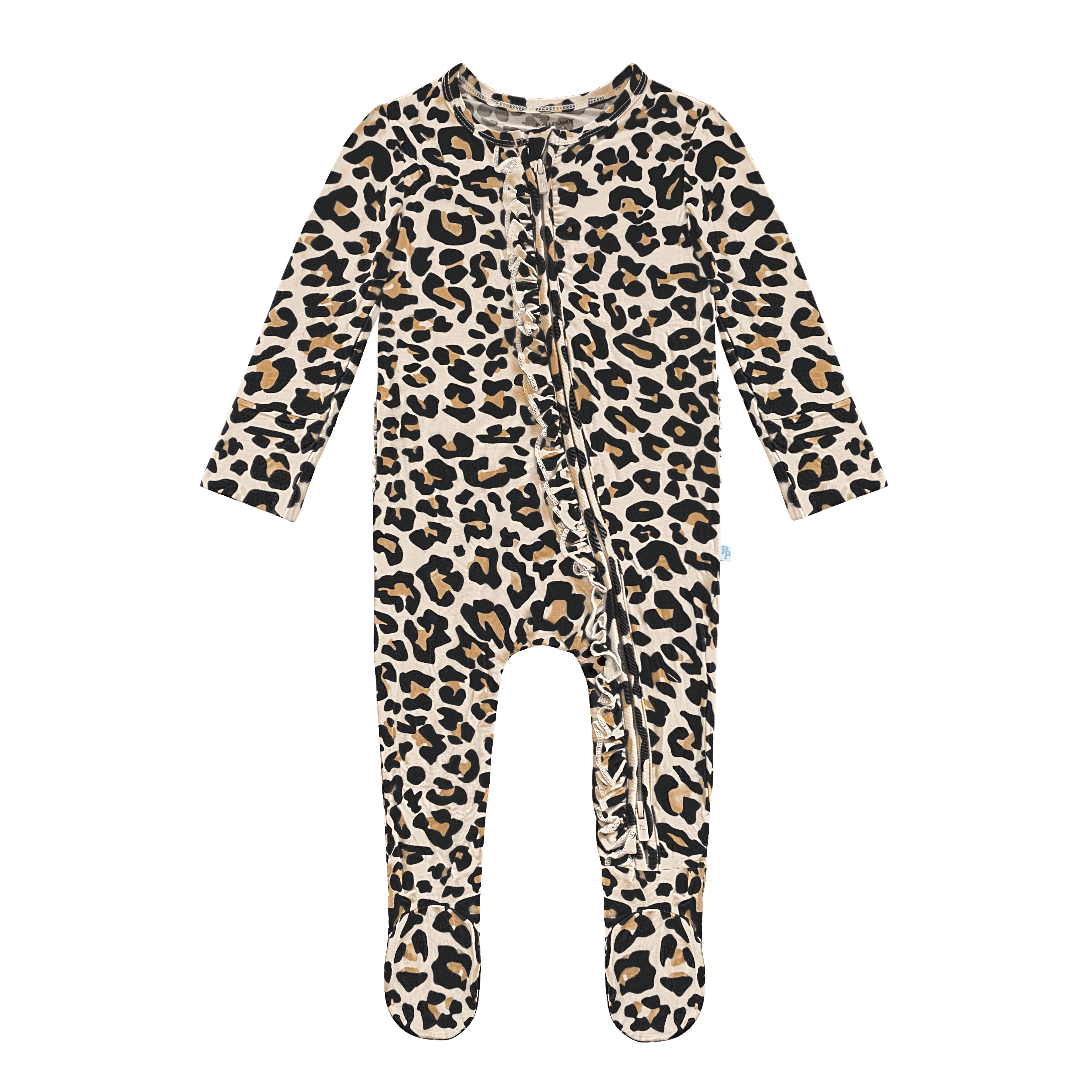 Lana Leopard Ruffled Footie - 12-18m
