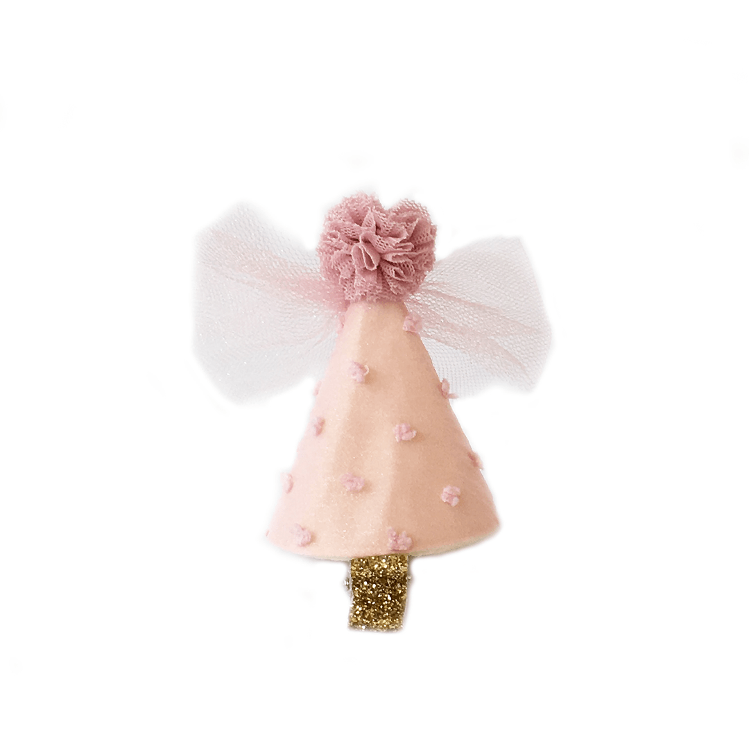 Dotty Party Hat Hair Clip - Pink