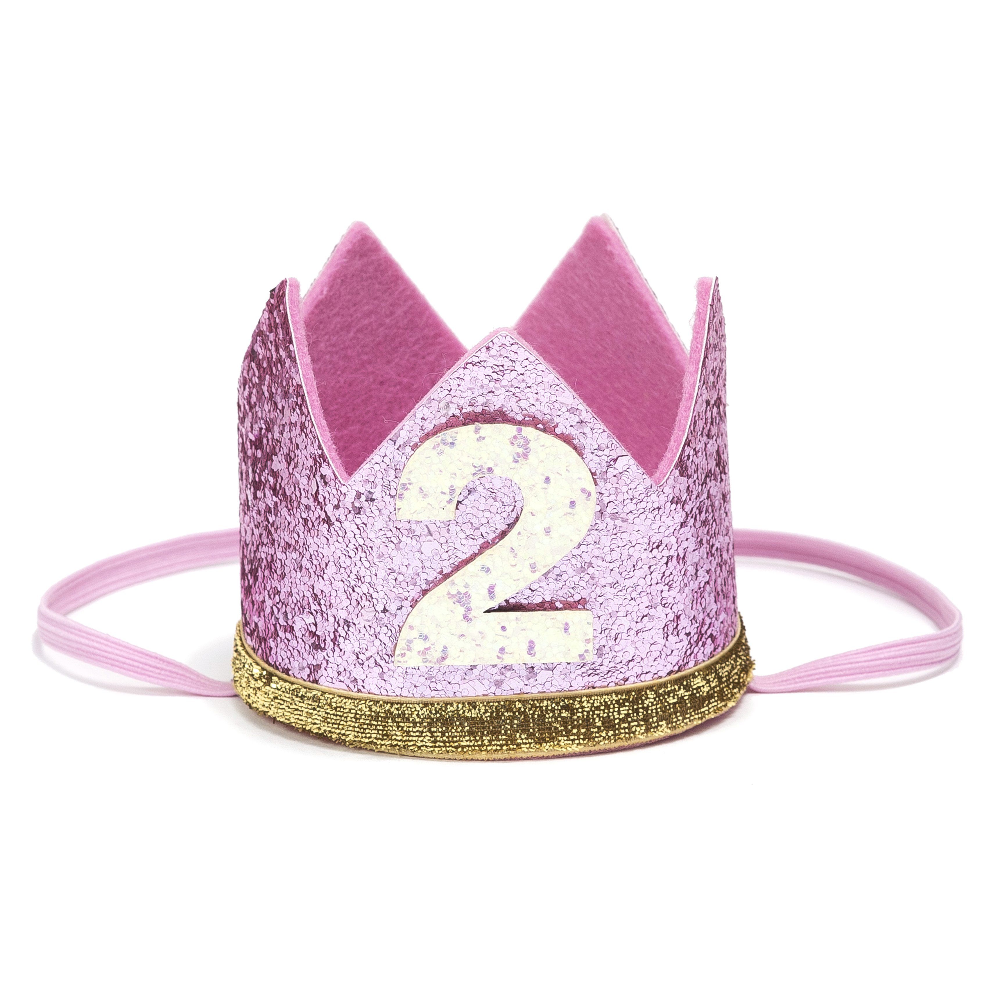 Birthday Party Crown - Pink + Gold Glitter - 2