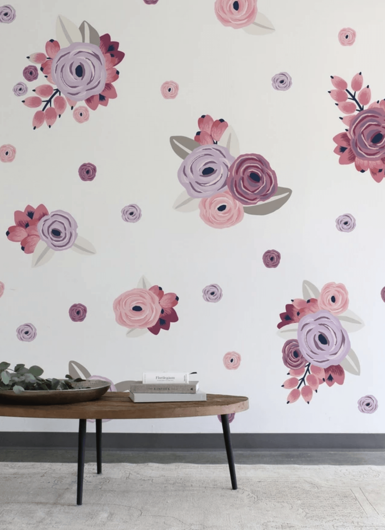 Graphic Flower Cluster Wall Decals - Sample / Pink & Violet