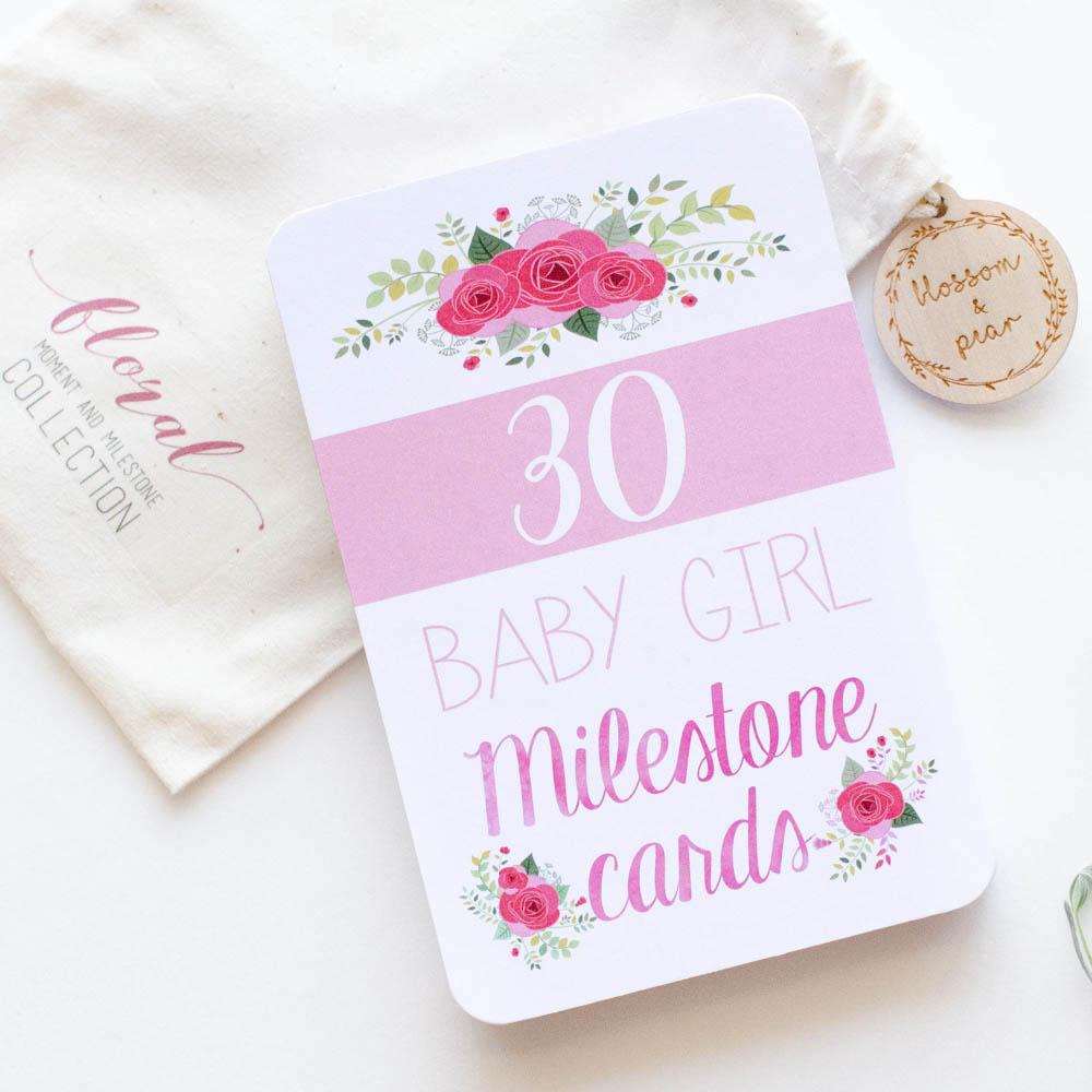 Baby Milestone + Moment Cards - Baby Girl Floral Collection