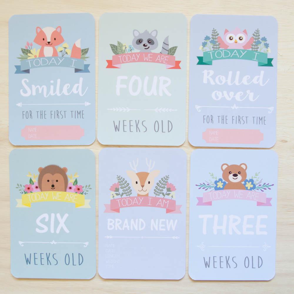 twin baby milestone moment cards woodland collection project
