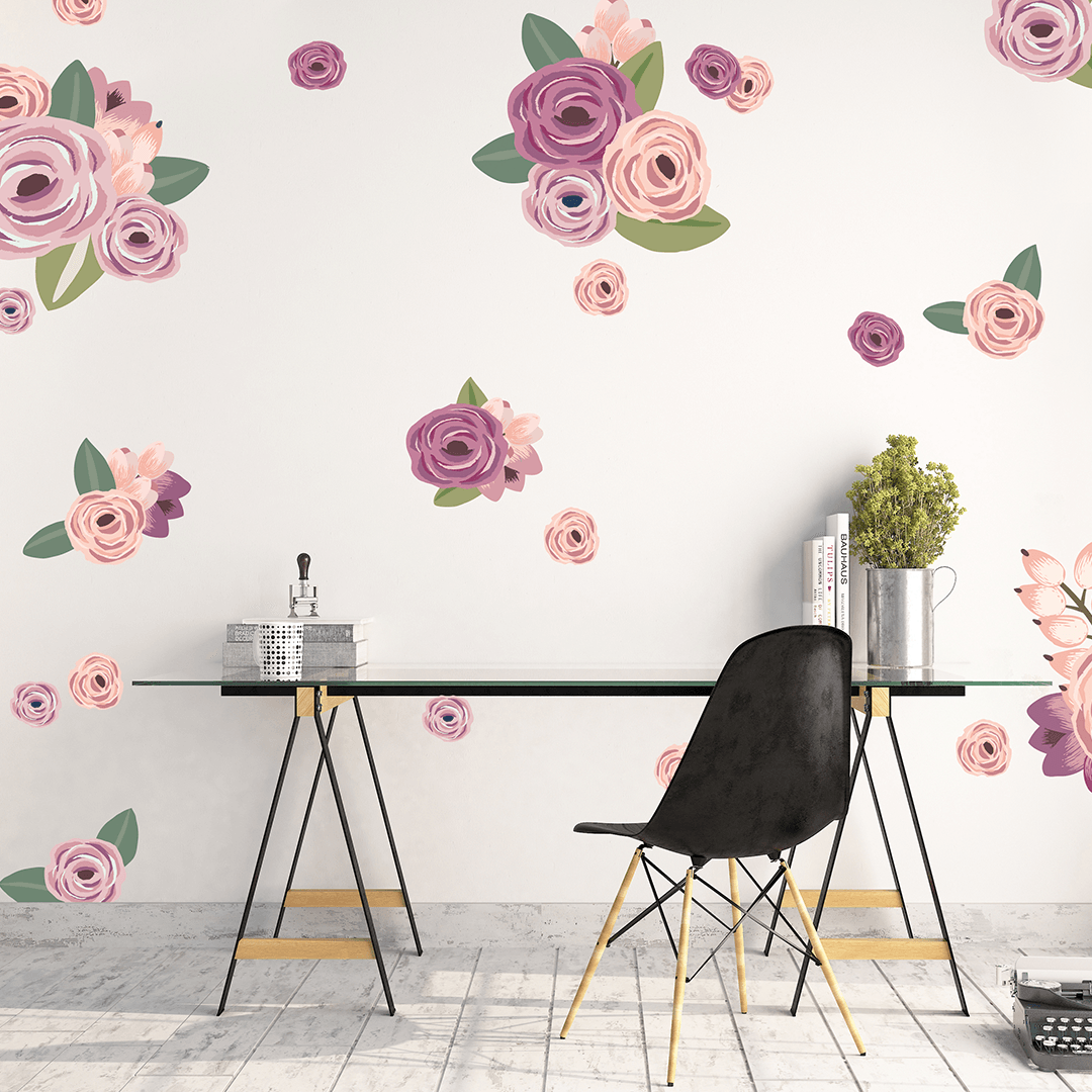 Graphic Flower Cluster Wall Decals - Sample / Lavender