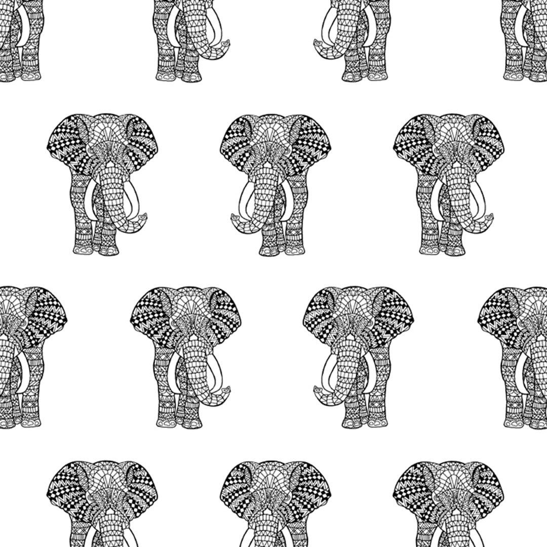 Raja Elephant Wallpaper - Removable / Sample / Onyx