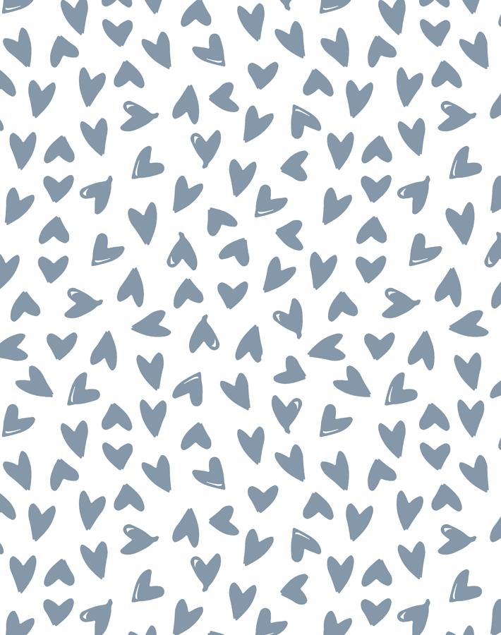 Hearts Wallpaper - Traditional / Sample / French Blue On White