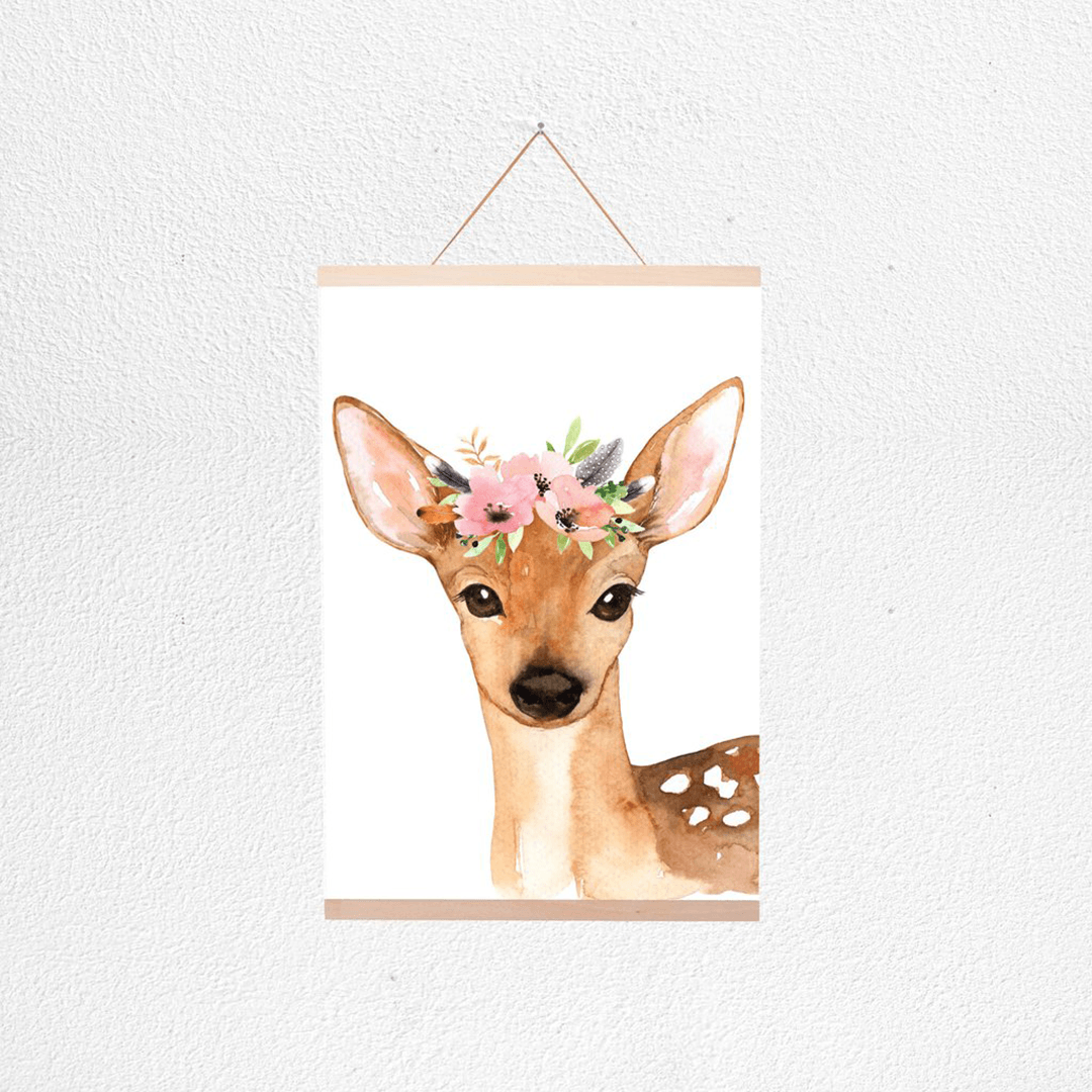 Floral Deer Poster + Hanger