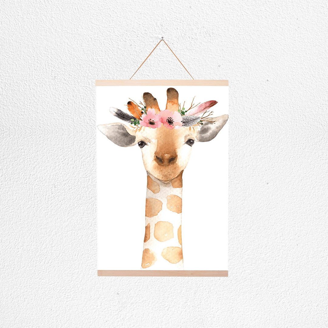 Floral Giraffe Poster + Hanger