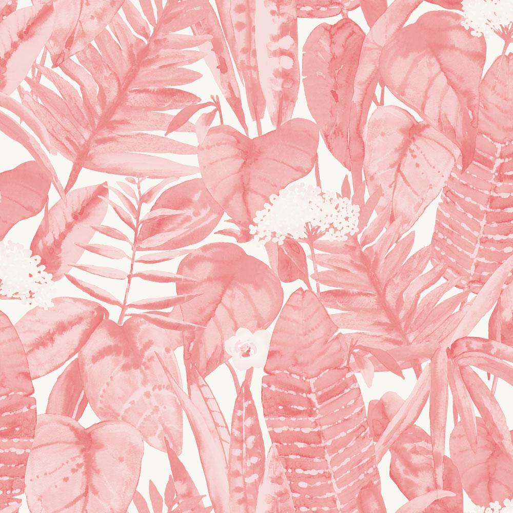 Tropical Jungle Wallpaper - Pink Lemonade - Sample