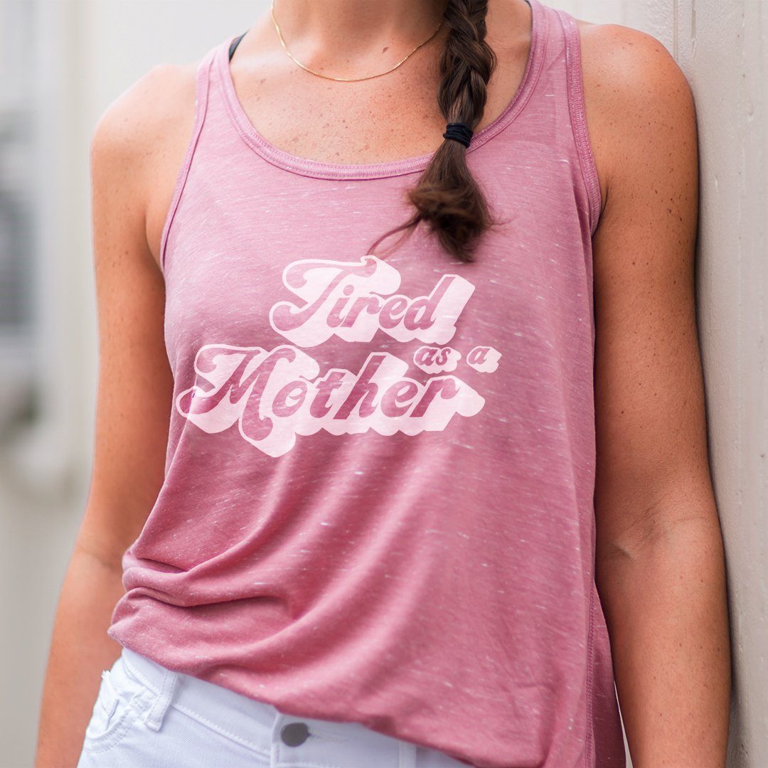 Tired As A Mother Tank - Small / Vintage Pink
