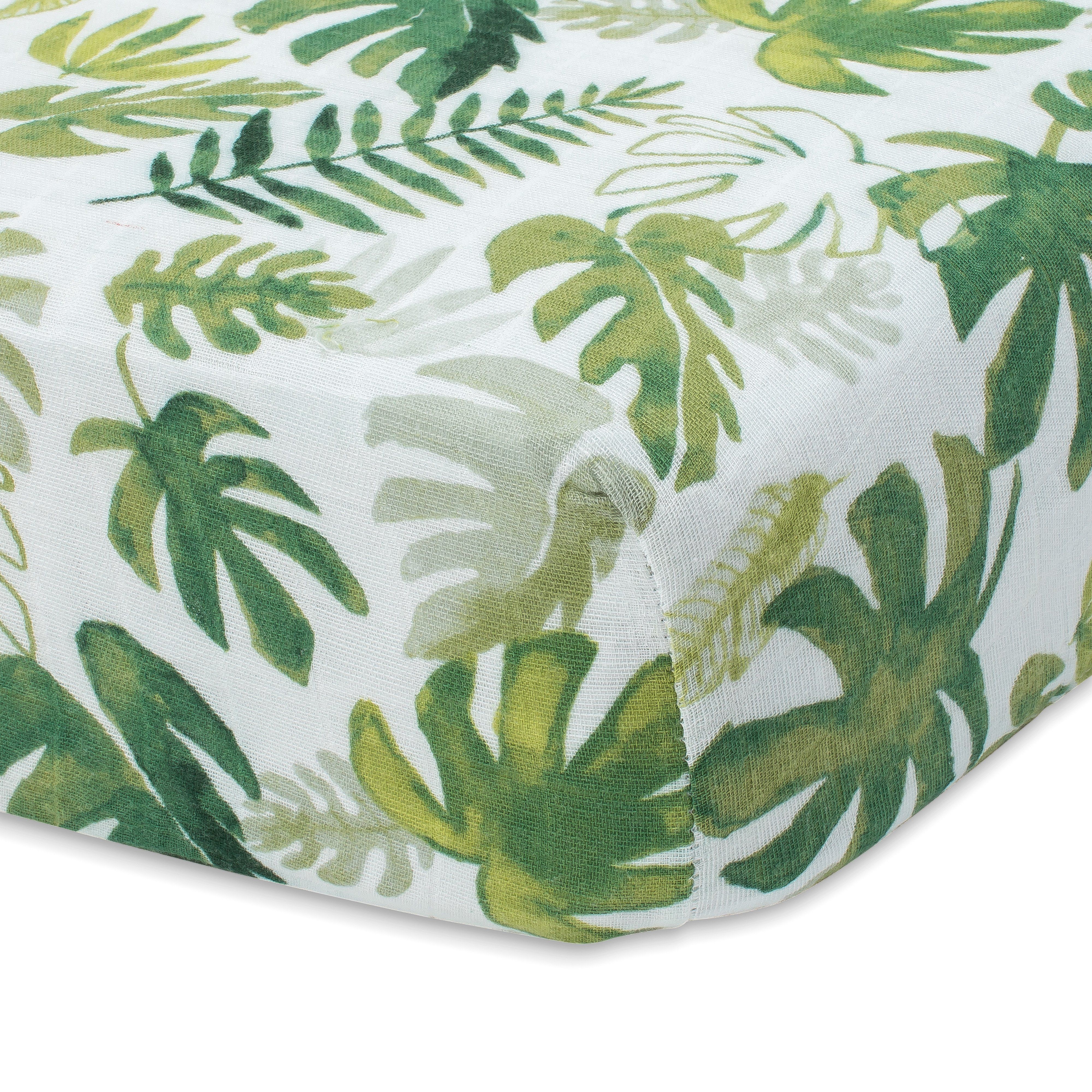 tropical leaf crib sheet