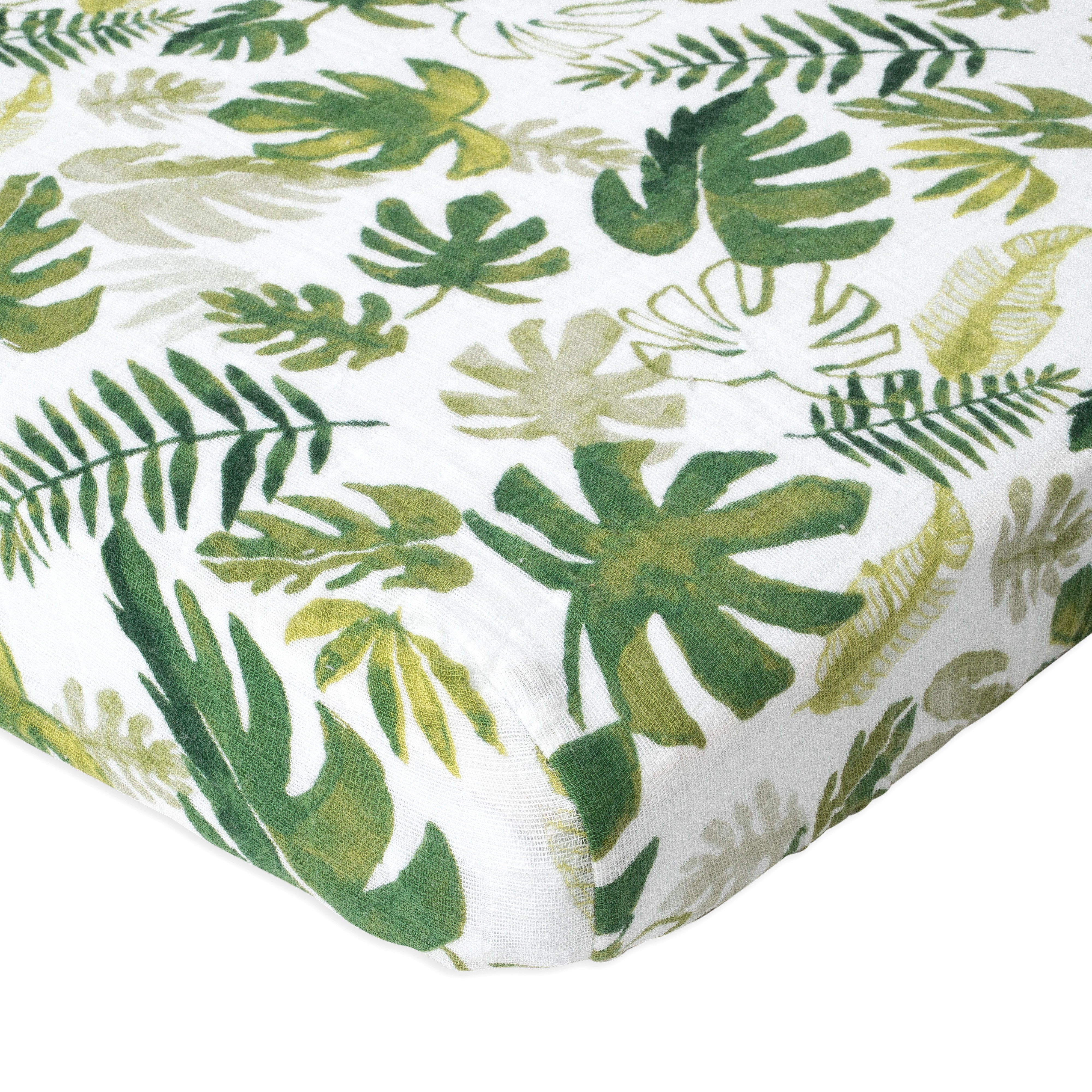 tropical leaf crib sheet