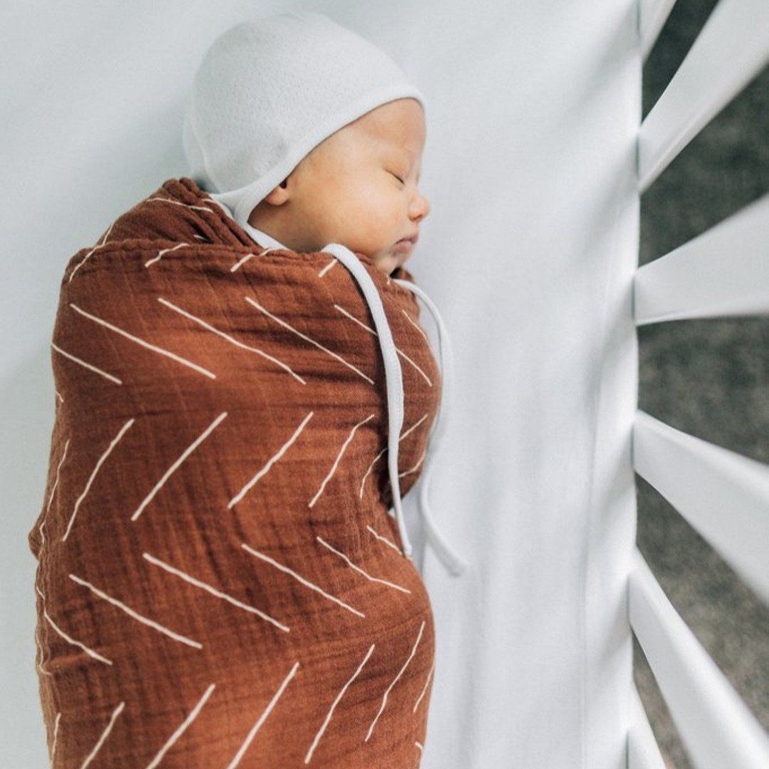 Rust Mudcloth Muslin Swaddle Blanket