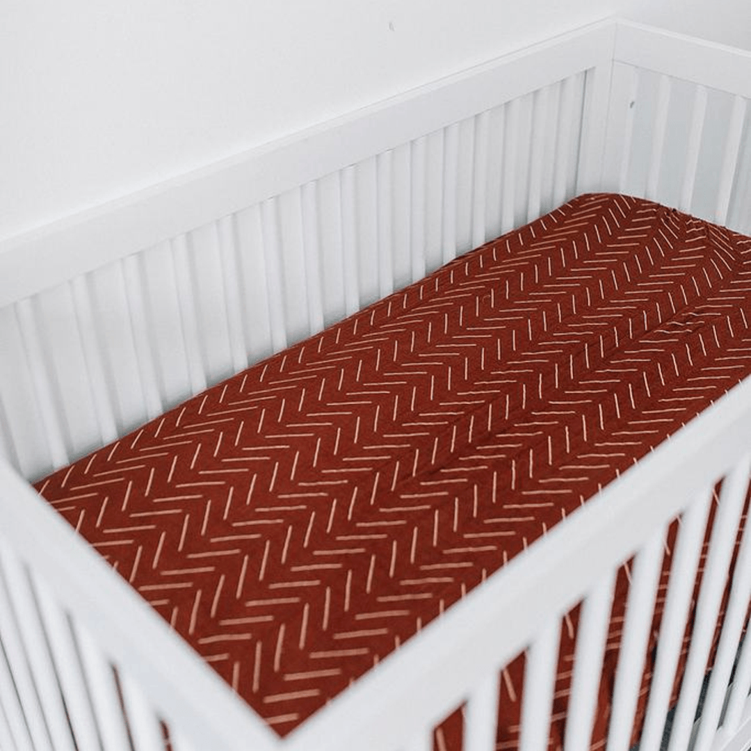 Rust Mudcloth Muslin Crib Sheet