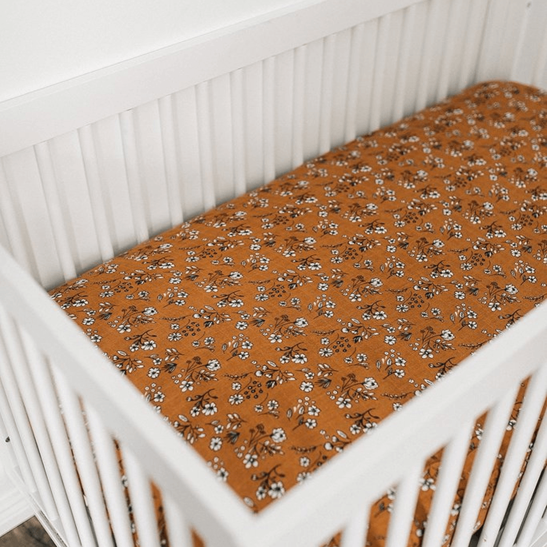 Vintage Floral Muslin Crib Sheet