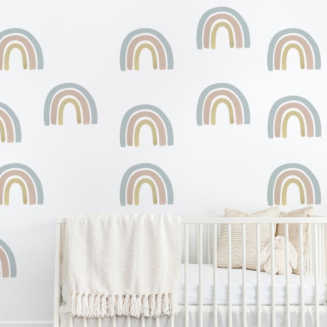 Rainbow Wall Decal Set - Blue + Grey - Sample