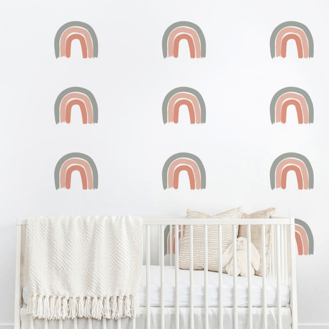 Rainbow Wall Decal Set - Grey + Coral - Sample