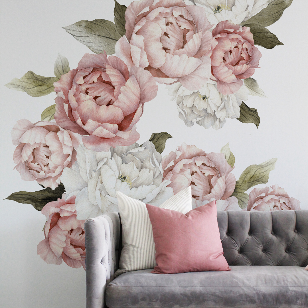 Blushing Peonies Wall Decals - Sample