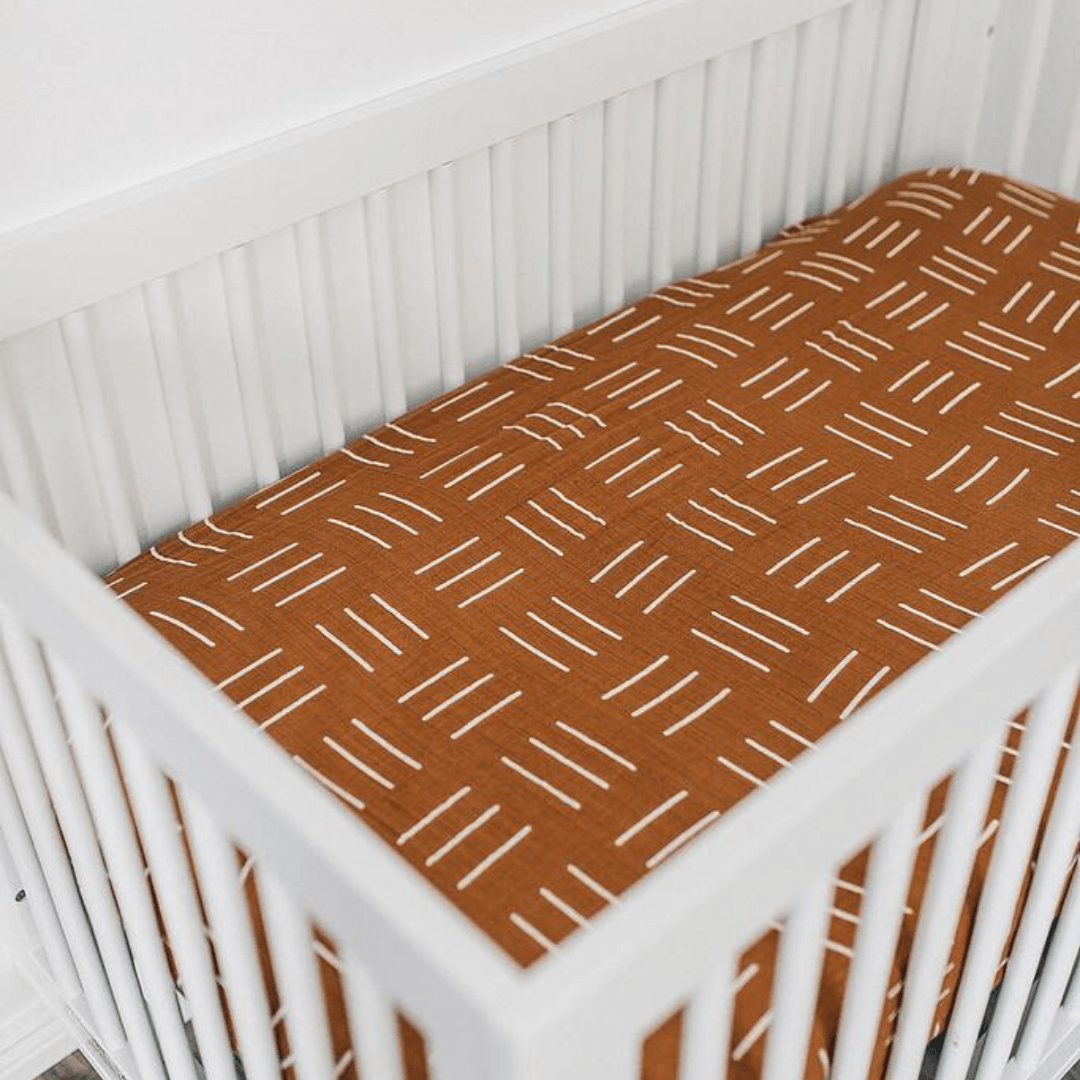 Mustard Mudcloth Muslin Crib Sheet