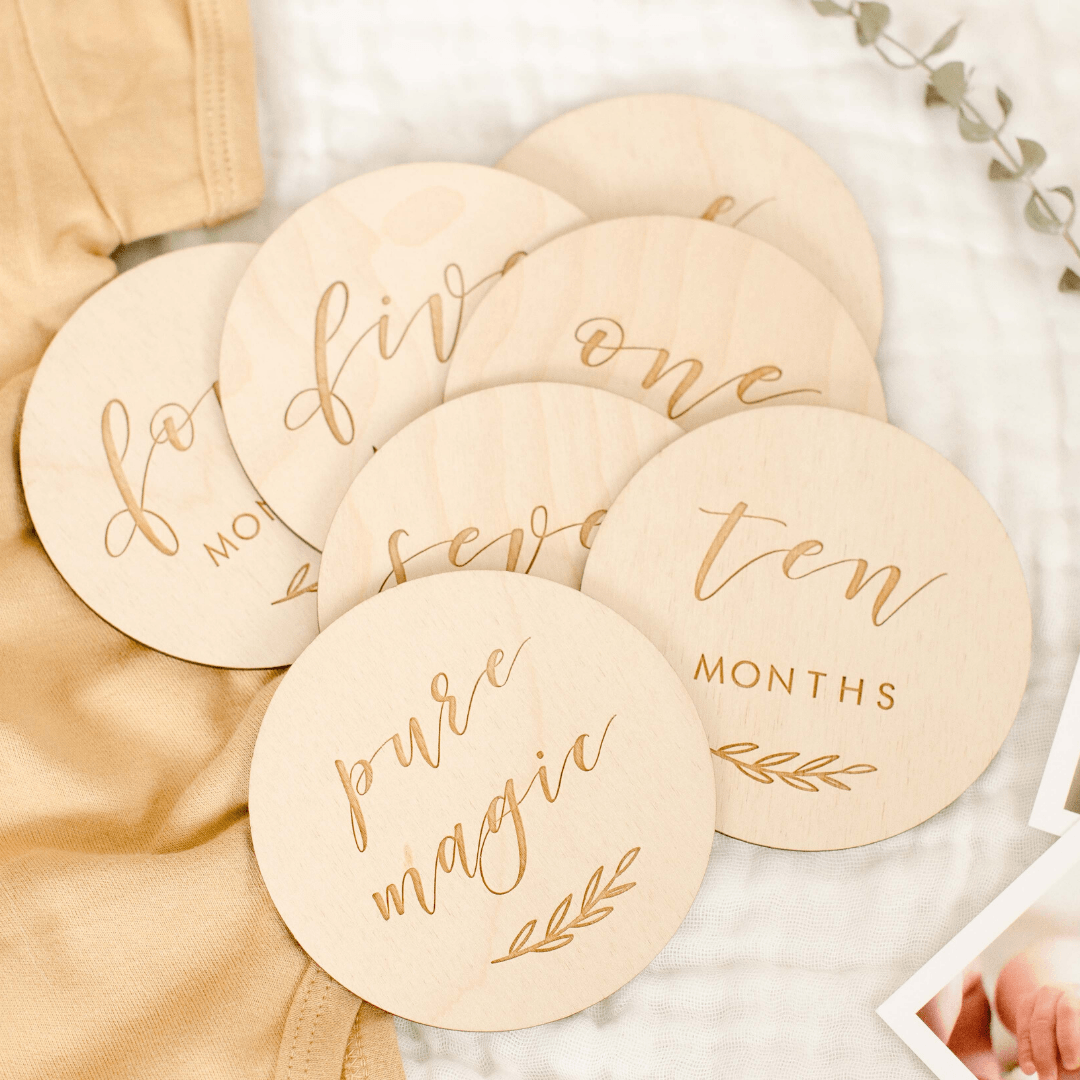 Etched Wooden Baby Milestone Disc Collection