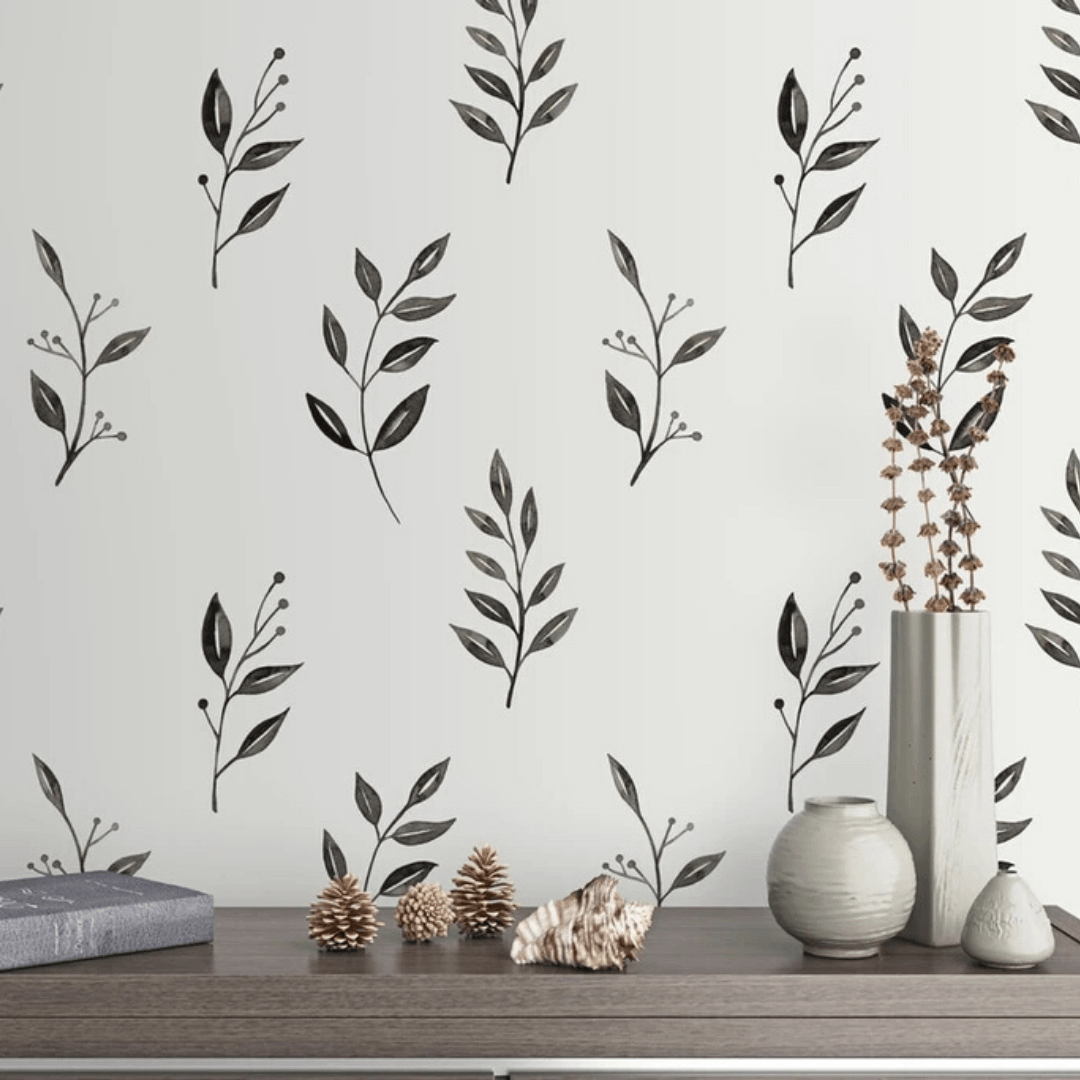 Inked Leaves Wall Decals - Decal Set