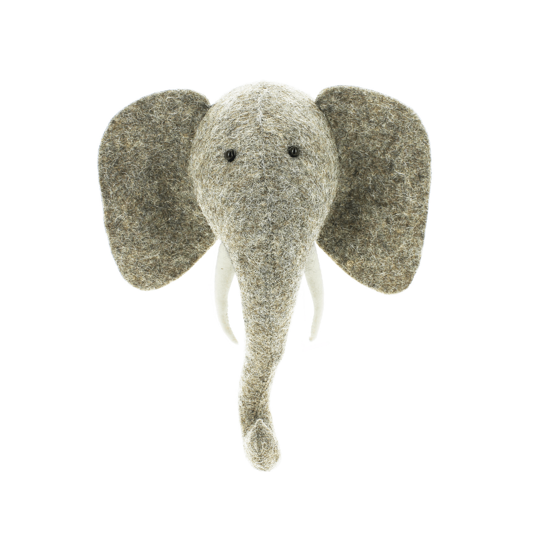 Mini Elephant Head Wall Hanging With Tusks