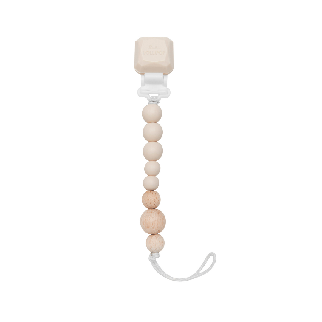 Color Pop Silicone + Wood Pacifier Clip - Coconut Milk