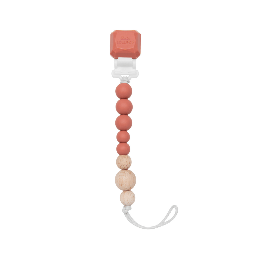 Color Pop Silicone + Wood Pacifier Clip - Terracotta