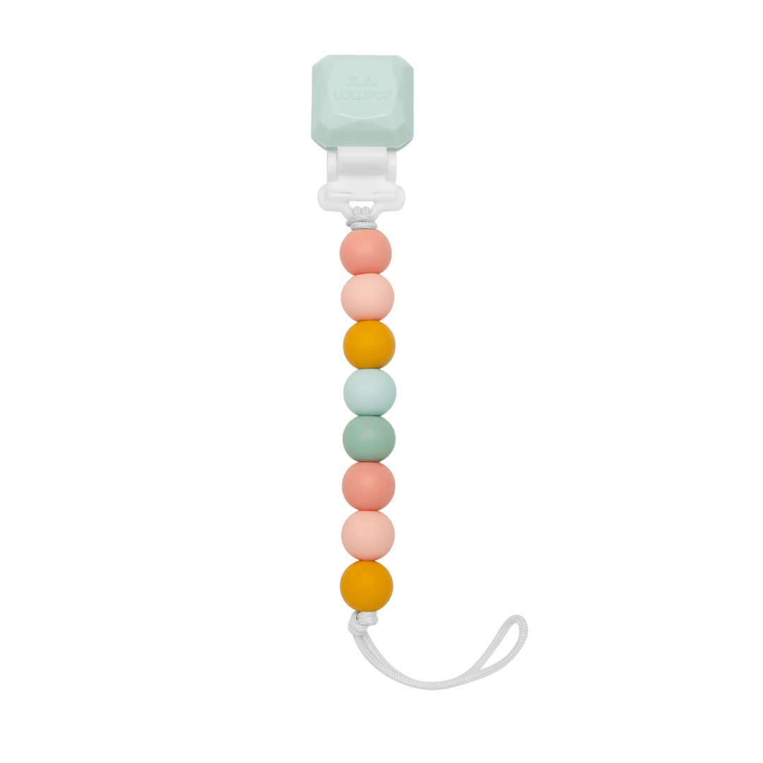 Lolli Gem Pacifier Clip - Pastel Rainbow