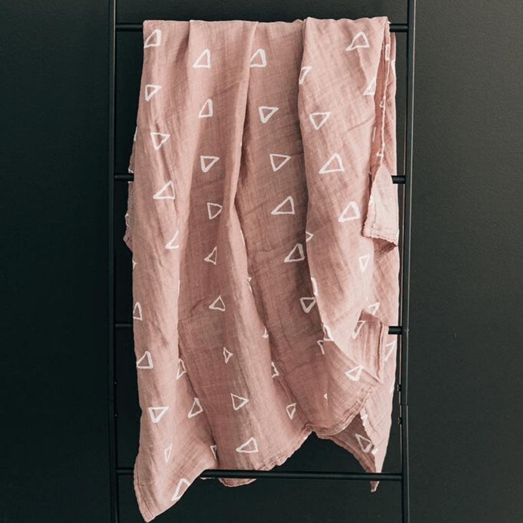 Blush Triangle Muslin Swaddle Blanket