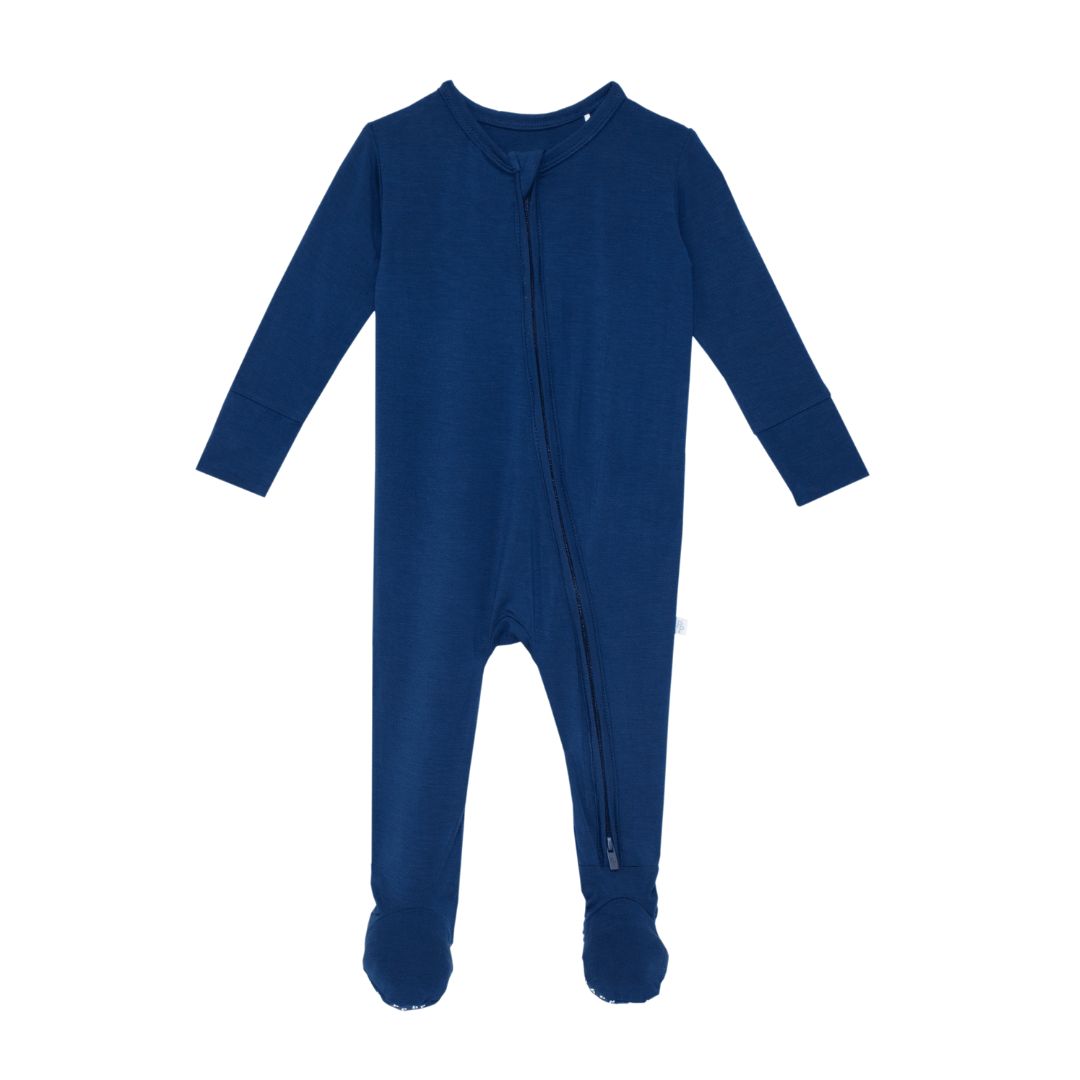 Solid Zippered Footie - Sailor Blue - 0-3m