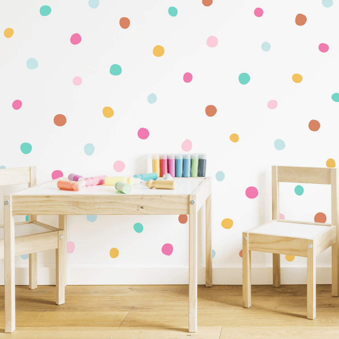 Image of Rainbow Polka Dot Wall Decal Set