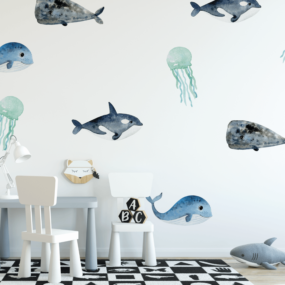 Image of Whale Wall Decal Set