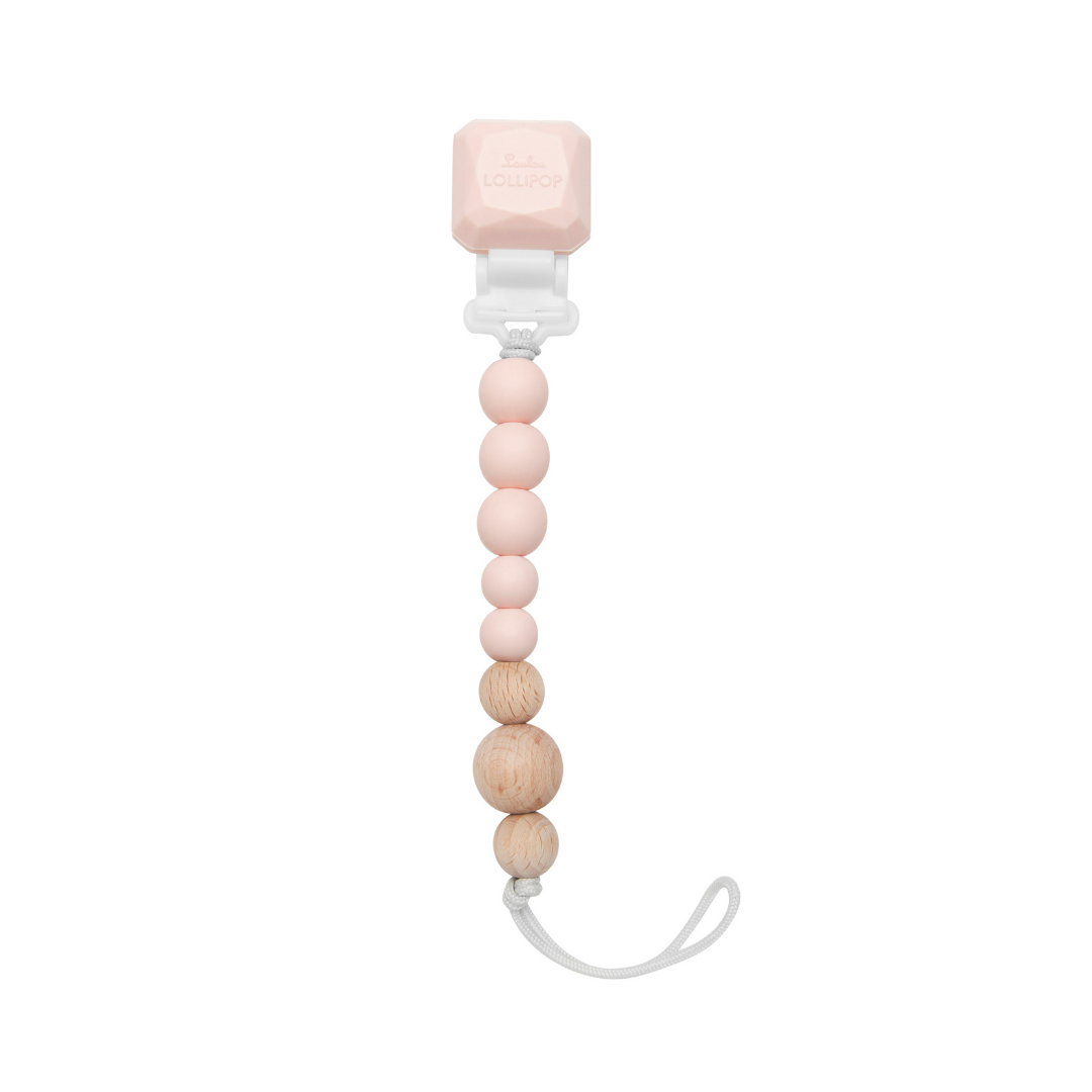 Color Pop Silicone + Wood Pacifier Clip - Pink Quartz