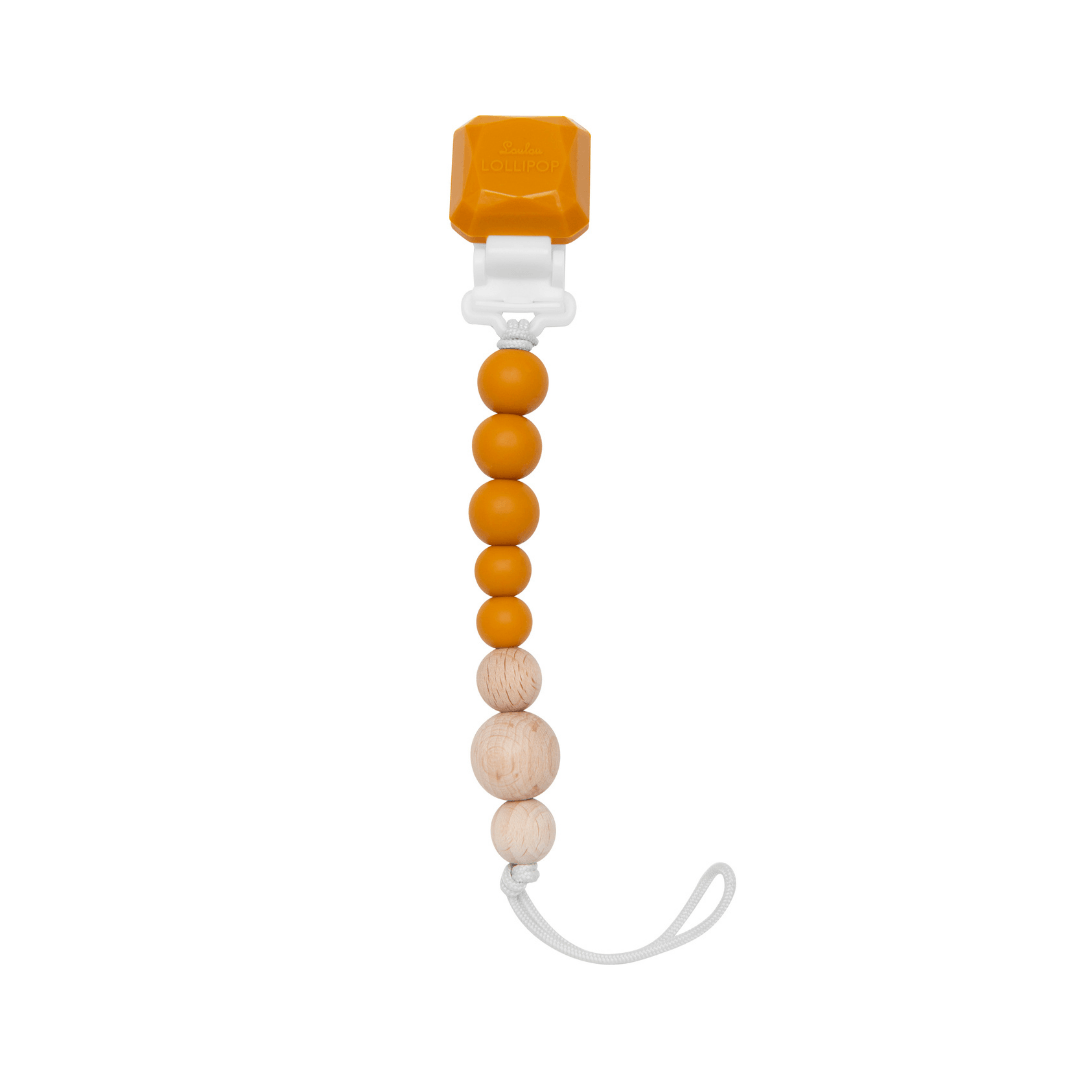 Color Pop Silicone + Wood Pacifier Clip - Golden Glow