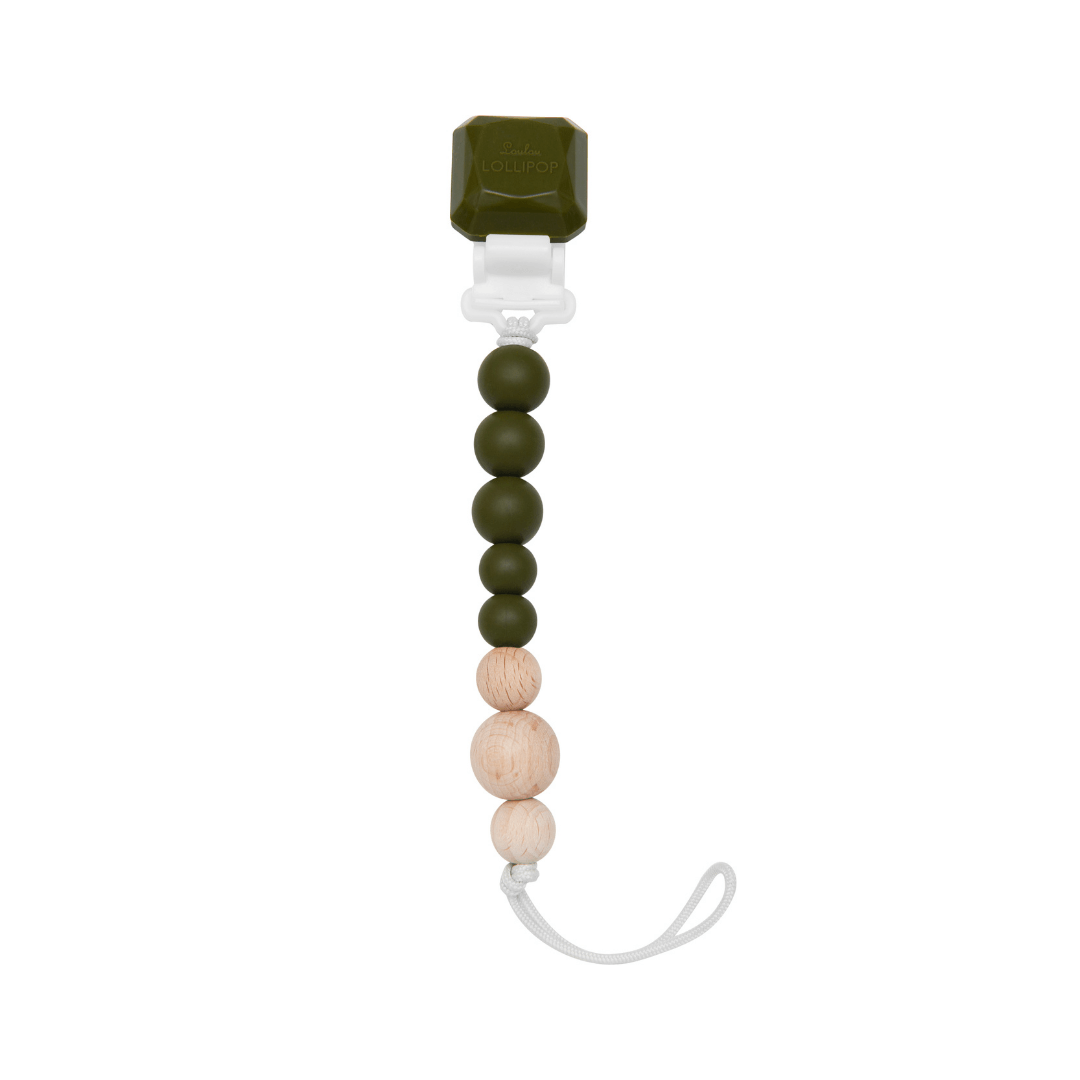 Color Pop Silicone + Wood Pacifier Clip - Avocado