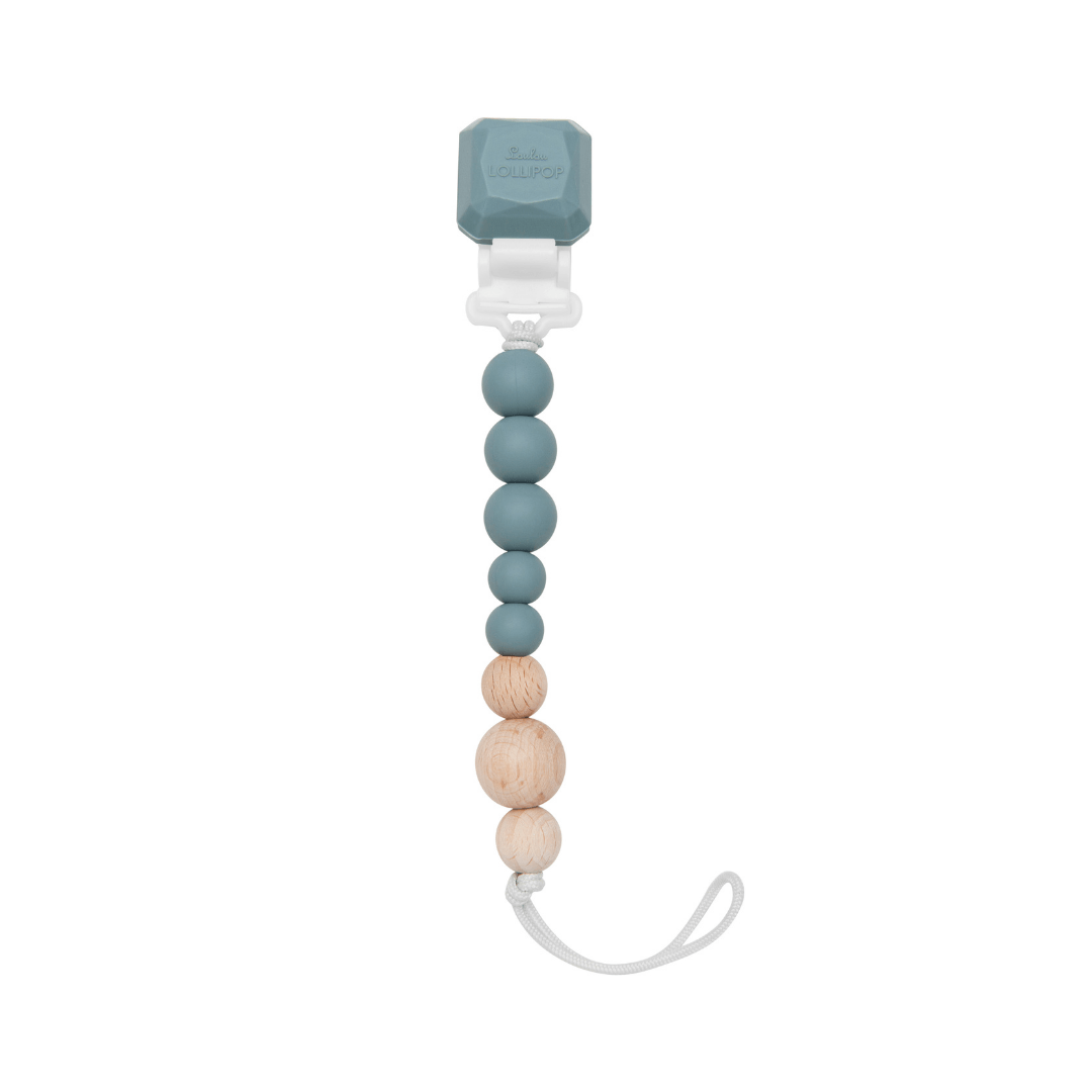 Color Pop Silicone + Wood Pacifier Clip - Slate