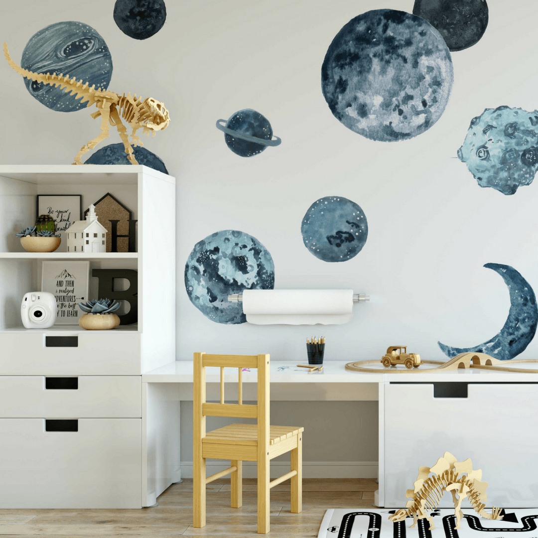 Blue Planets Wall Decals