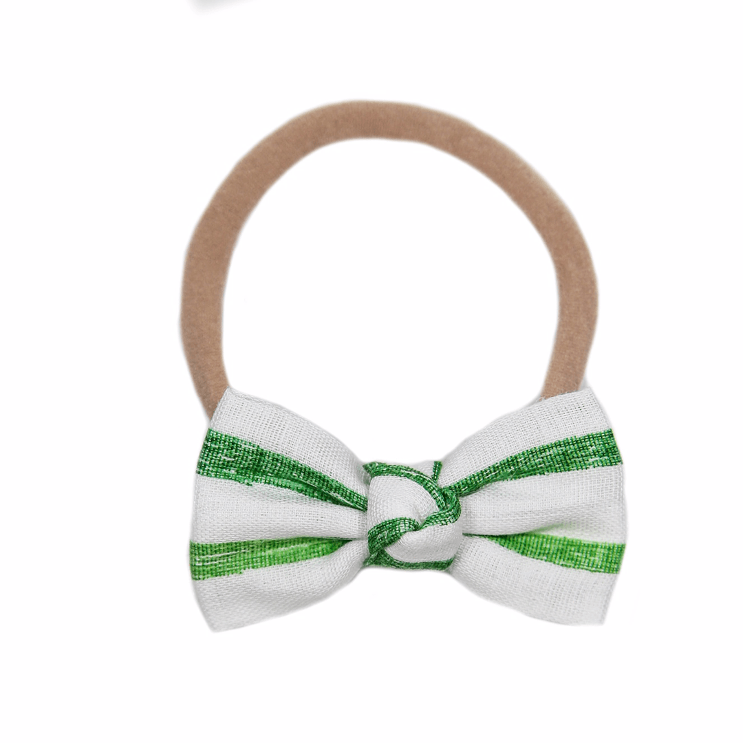 White + Green Stripe Petite Headband