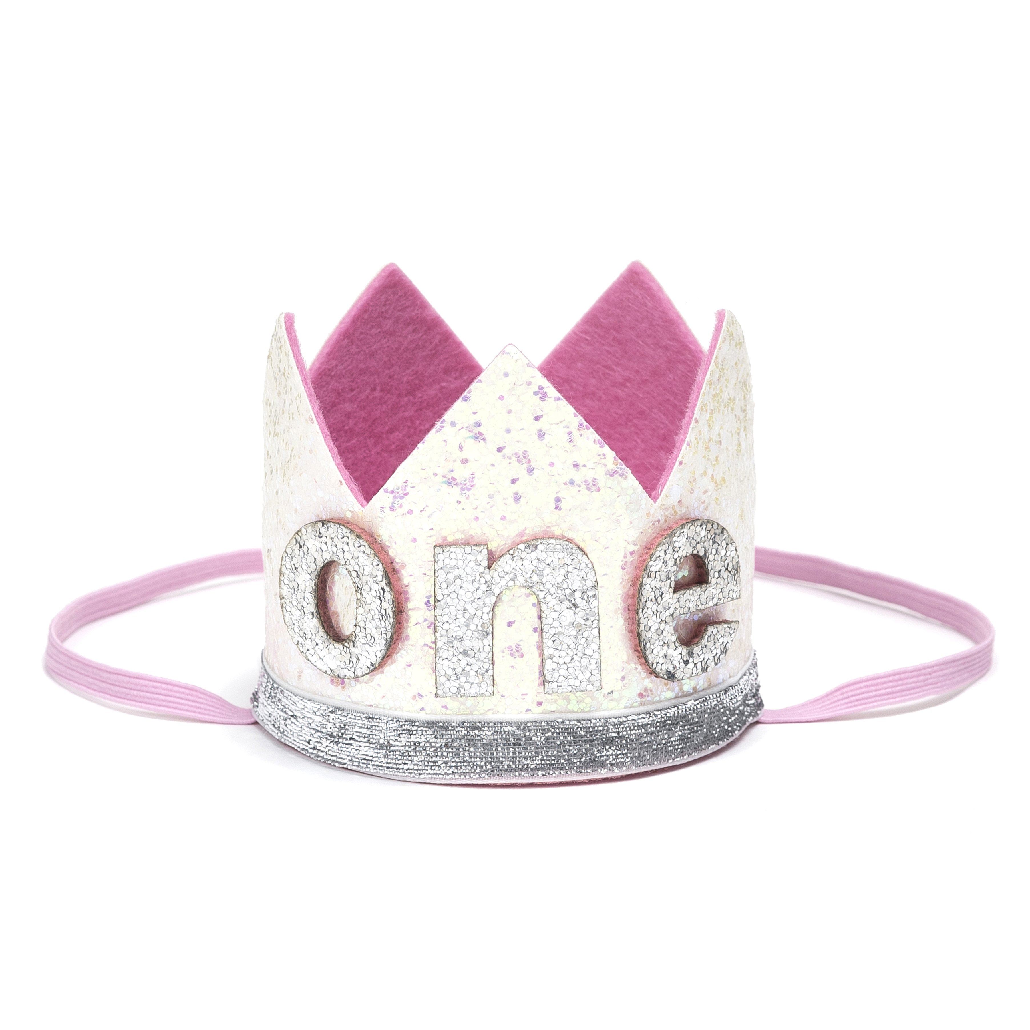 Birthday Party Crown - White + Silver Glitter - 1