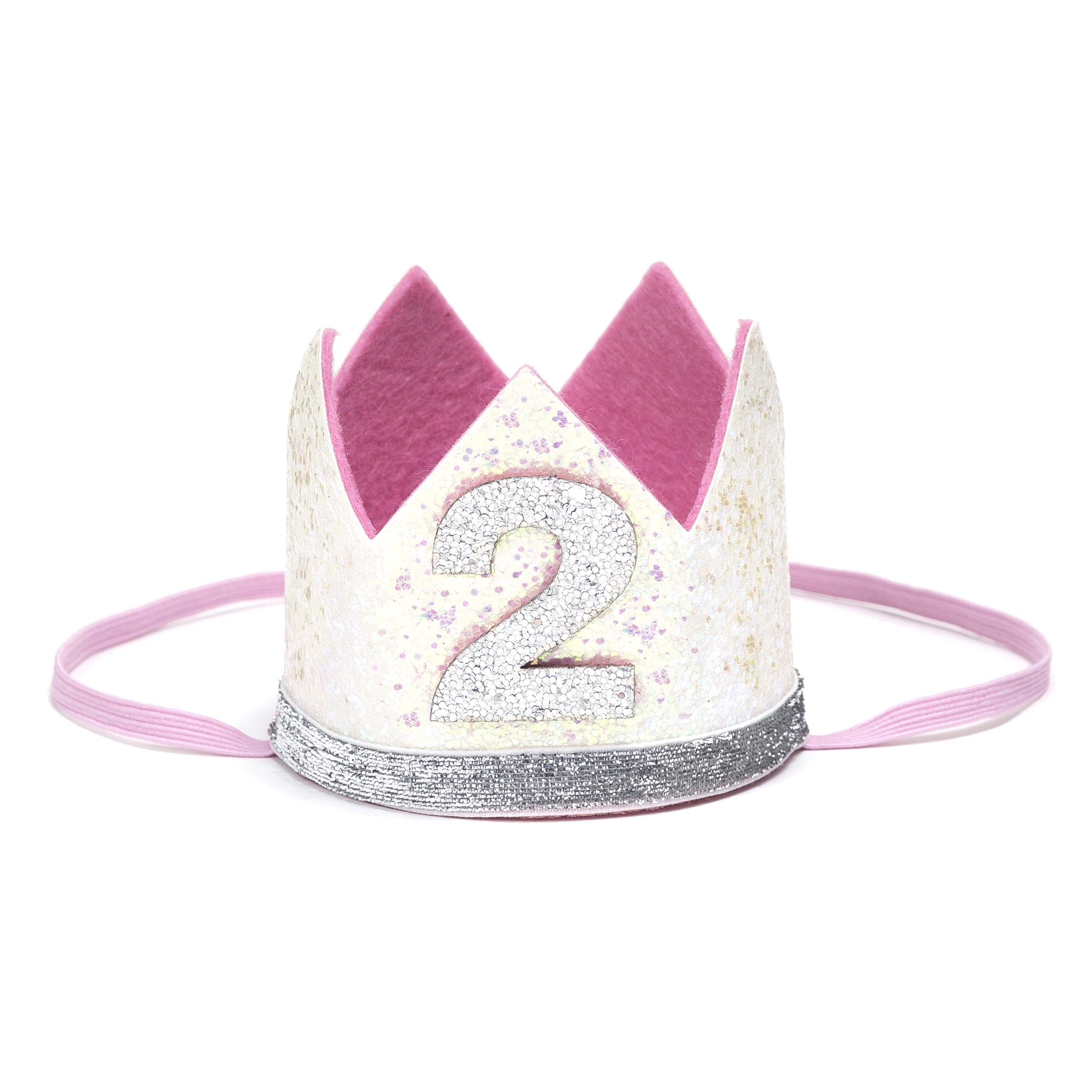 Birthday Party Crown - White + Silver Glitter - 2