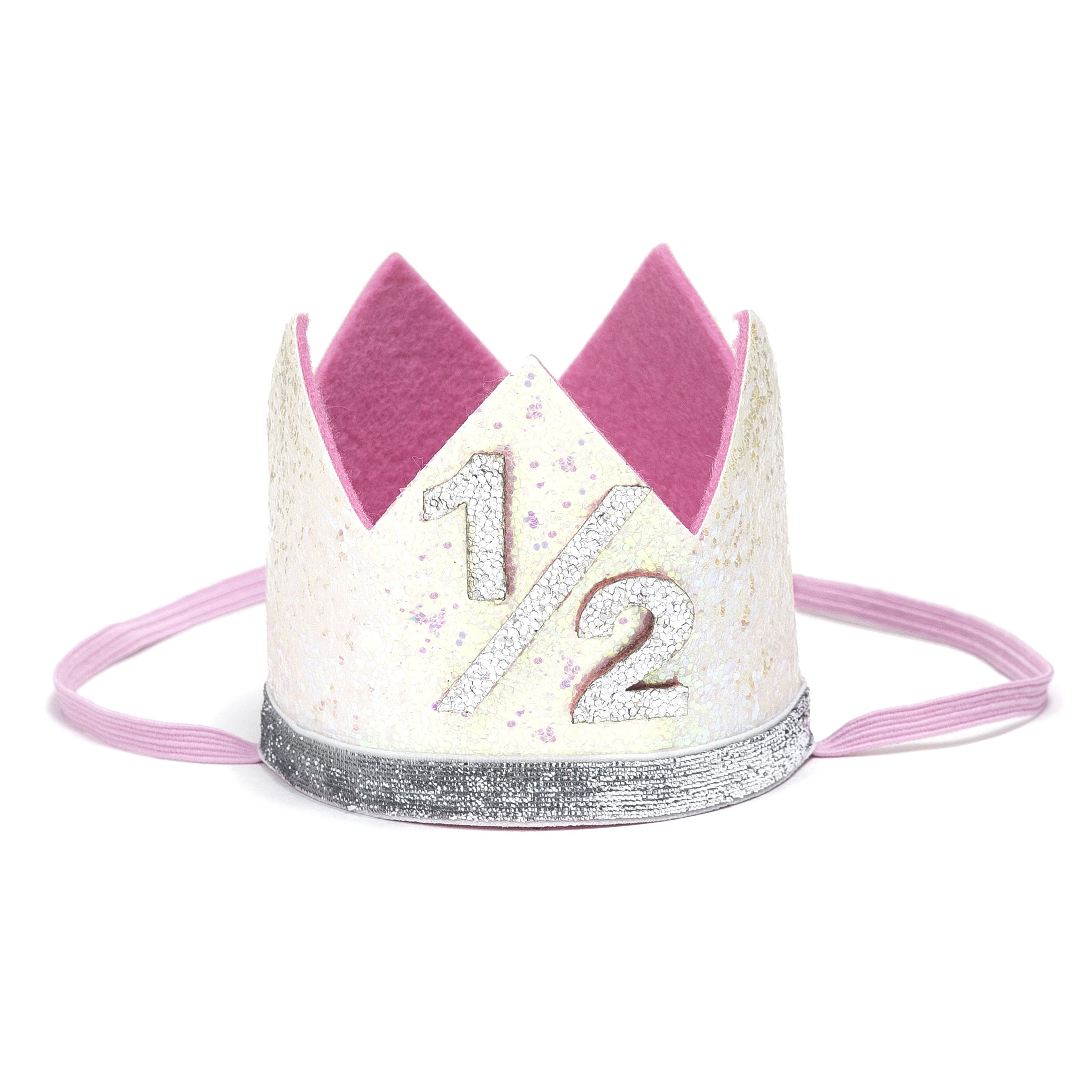 Birthday Party Crown - White + Silver Glitter - 1/2