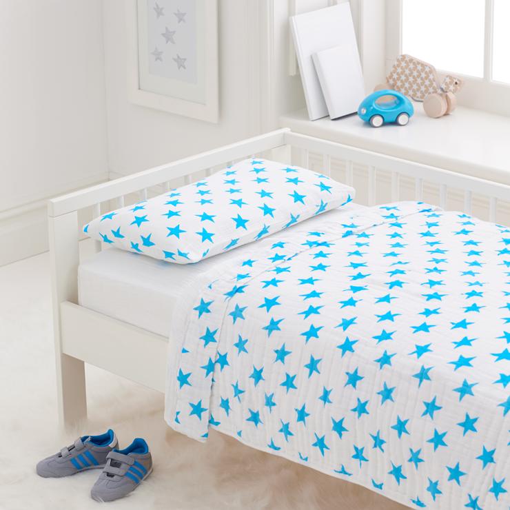 Toddler Bed In A Bag In Blue Fluro Stars